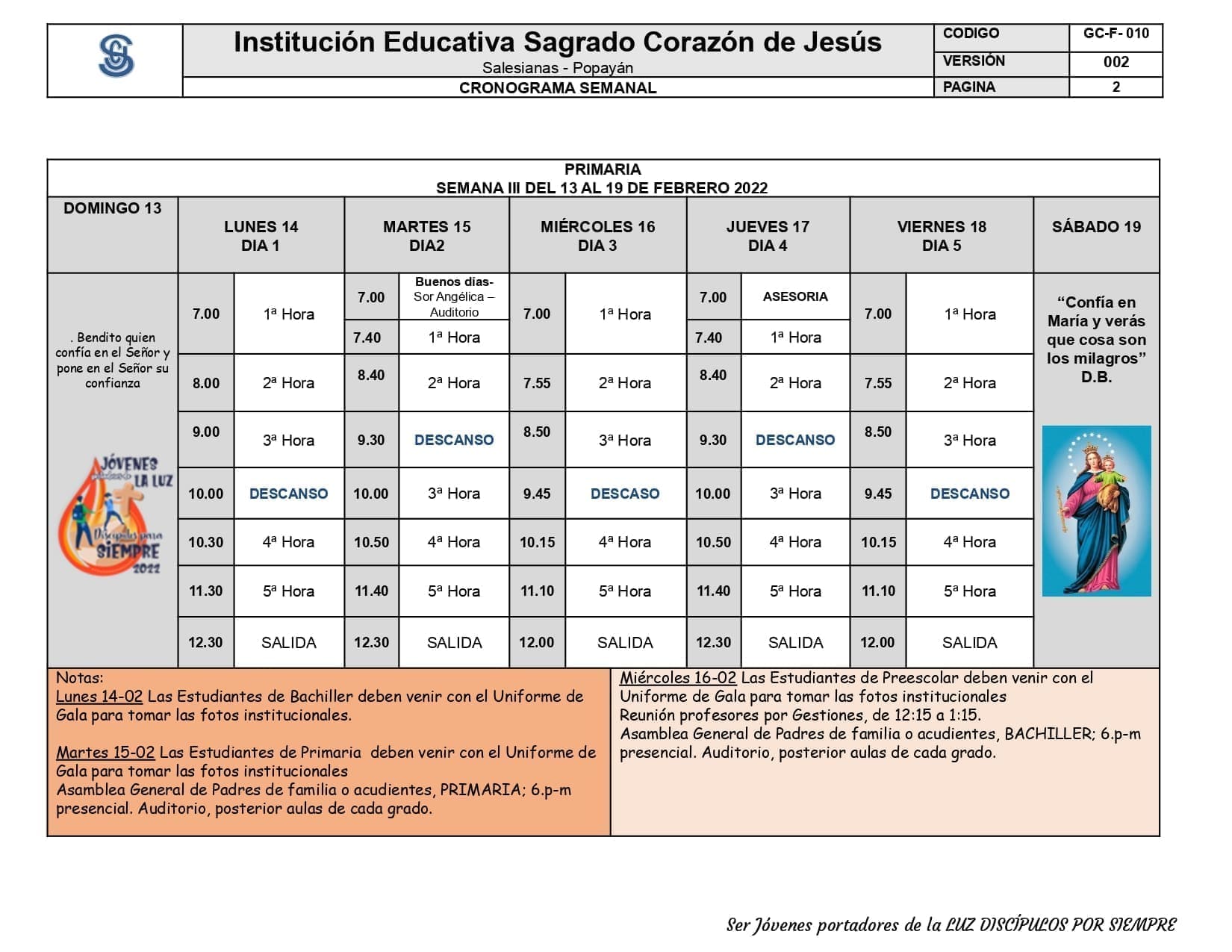 AGENDA DE LA SEMANA 3 Primaria